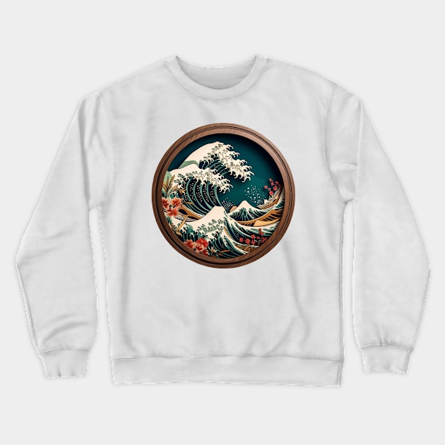 “Nami” - Japanese Framed Wave Crewneck Sweatshirt by Young Inexperienced 